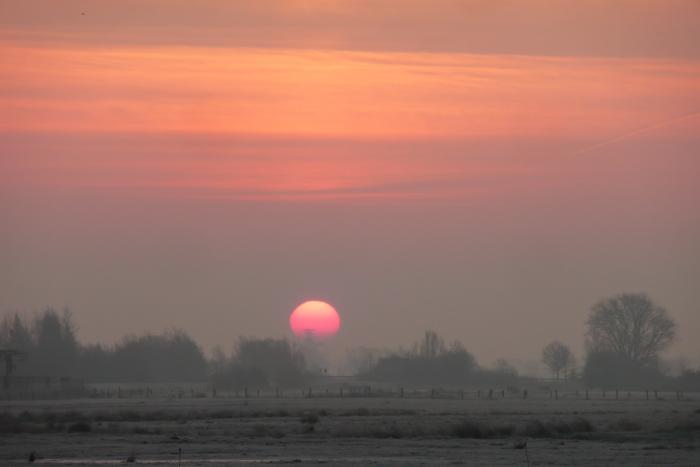 Sonnenaufgang an einem kalten Wintermorgen