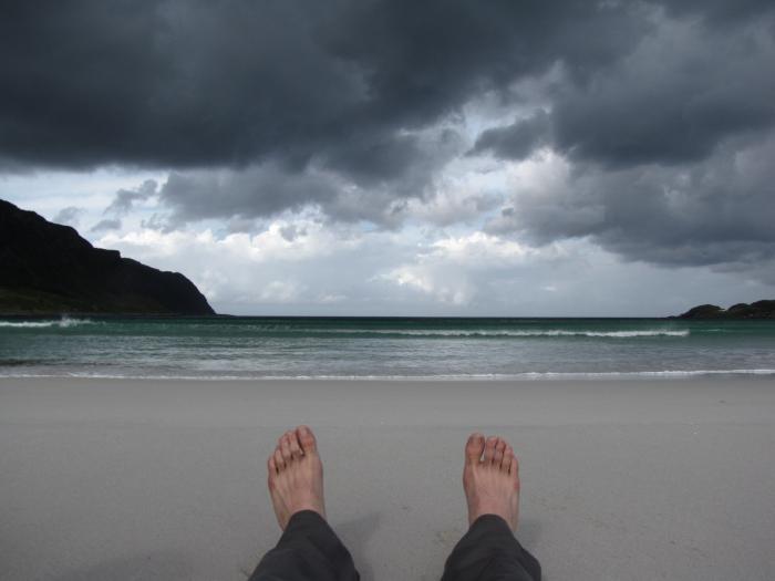 barefoot in the sand