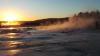 Geysir Strokkur im Sonnenuntergang